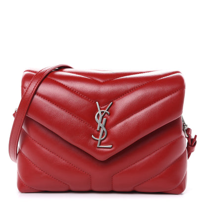 Saint Laurent Calfskin Y Quilted Monogram Toy Loulou Crossbody Bag Rouge Eros 1 of 12