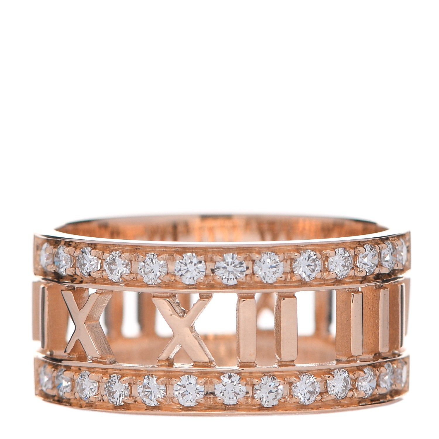 Tiffany 18K Rose Gold Diamond Wide Atlas Open Ring 54 7 1 of 6