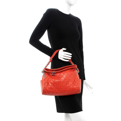 Chanel Lambskin Woven Medium Ultimate Soft Sombrero Hobo Red 2 of 7