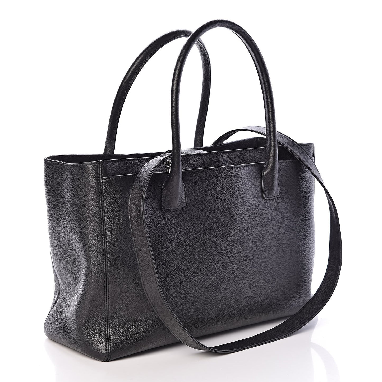 Calfskin Cerf Executive Shopper Tote Black