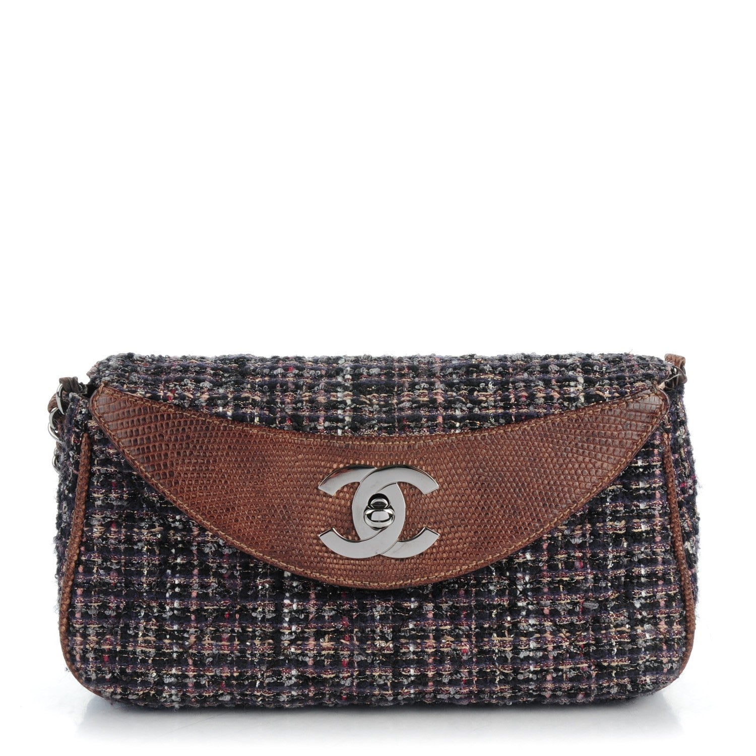 Chanel Tweed Lizard Medium Fantasy Single Flap Brown 1 of 8