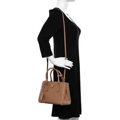 Prada Saffiano Small Galleria Double Zip Tote Caramel 2 of 14