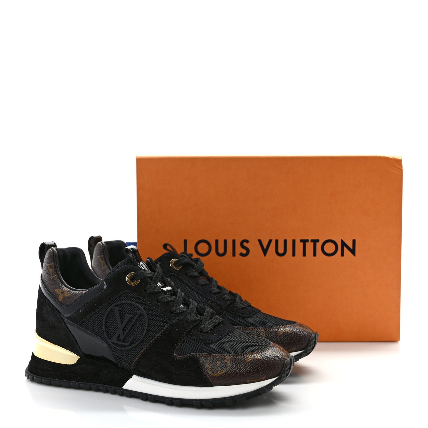 Suede Monogram Run Away Sneakers 37 Black