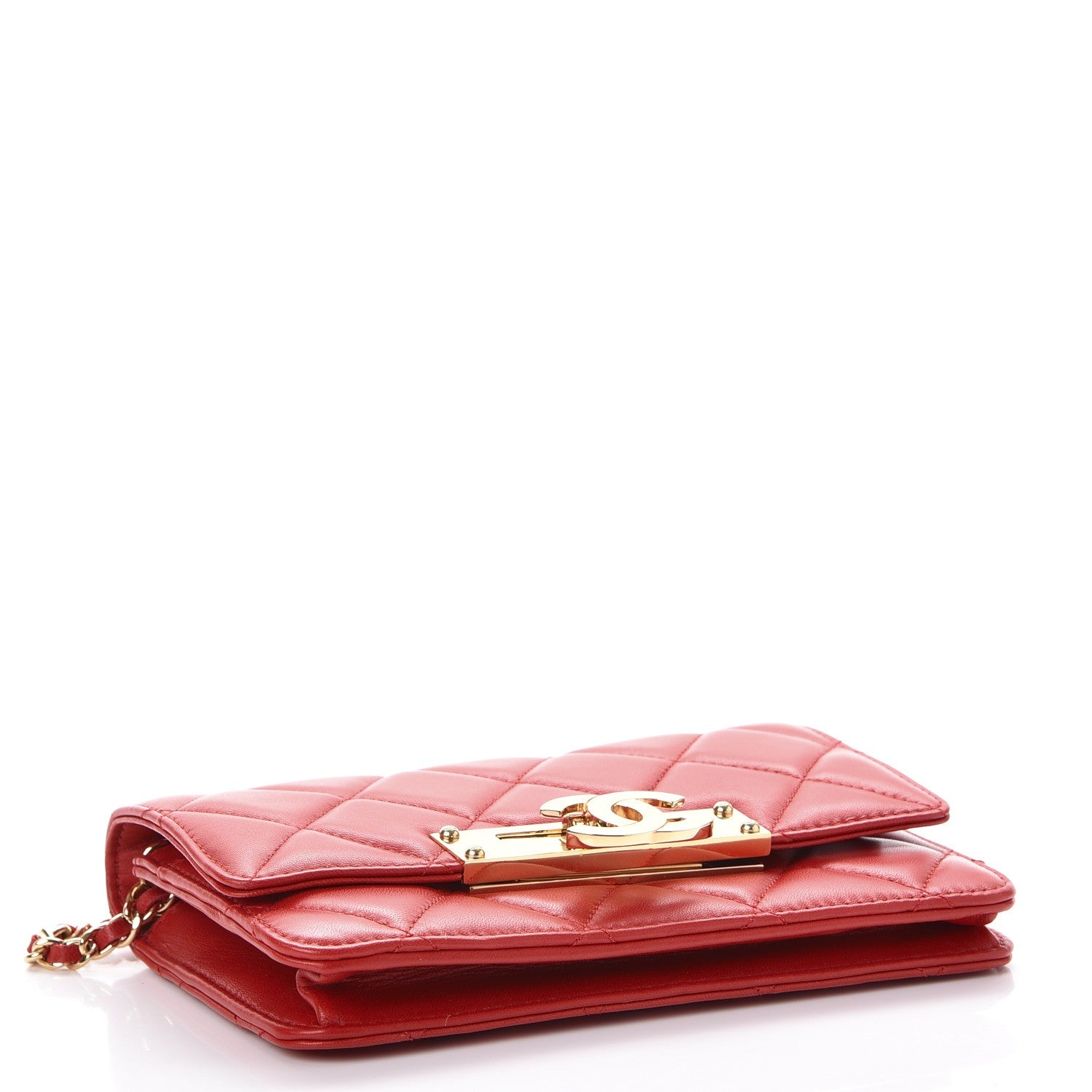 Chanel Lambskin Quilted Golden Class Wallet on Chain WOC Red 4 of 8