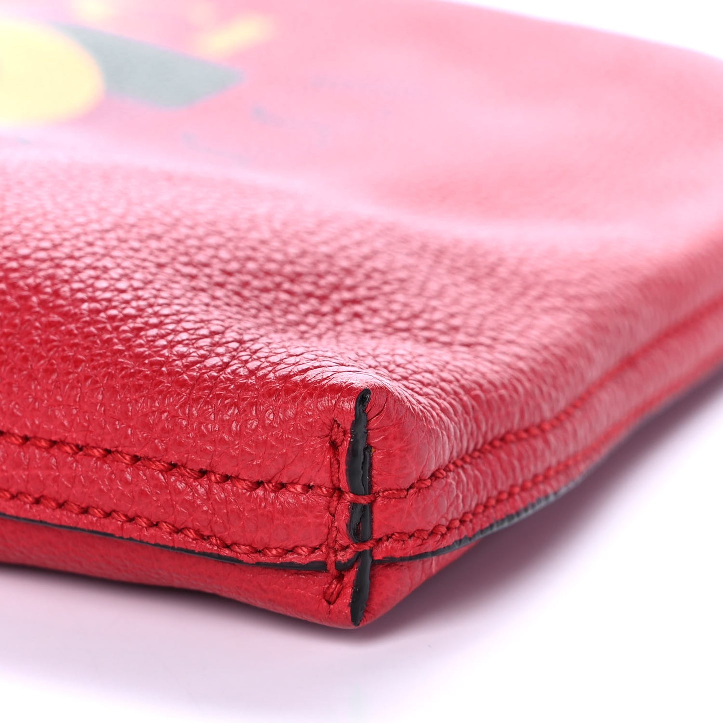 Pebbled Calfskin Medium Logo Portfolio Clutch Hibiscus Red