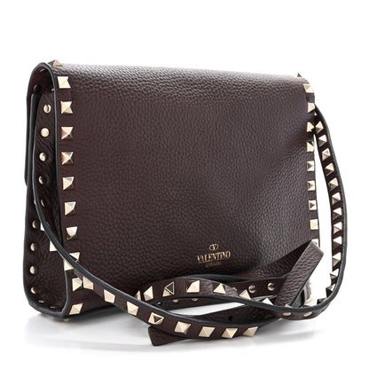 Valentino Garavani Pebbled Calfskin Medium Rockstud Flip Lock Crossbody Bag Rubin 3 of 10