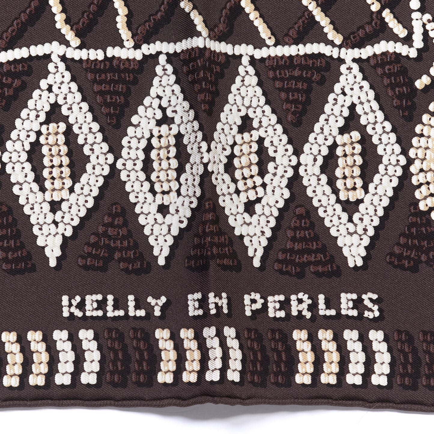 Silk Kelly En Perles Scarf 70 Chocolate Creme Beige