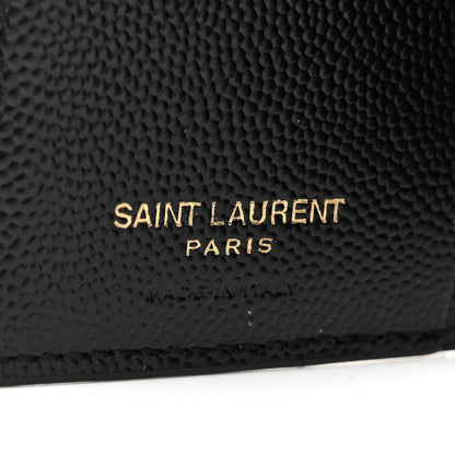 Saint Laurent Grain De Poudre Matelasse Chevron Monogram Zipped Card Case Black 6 of 8