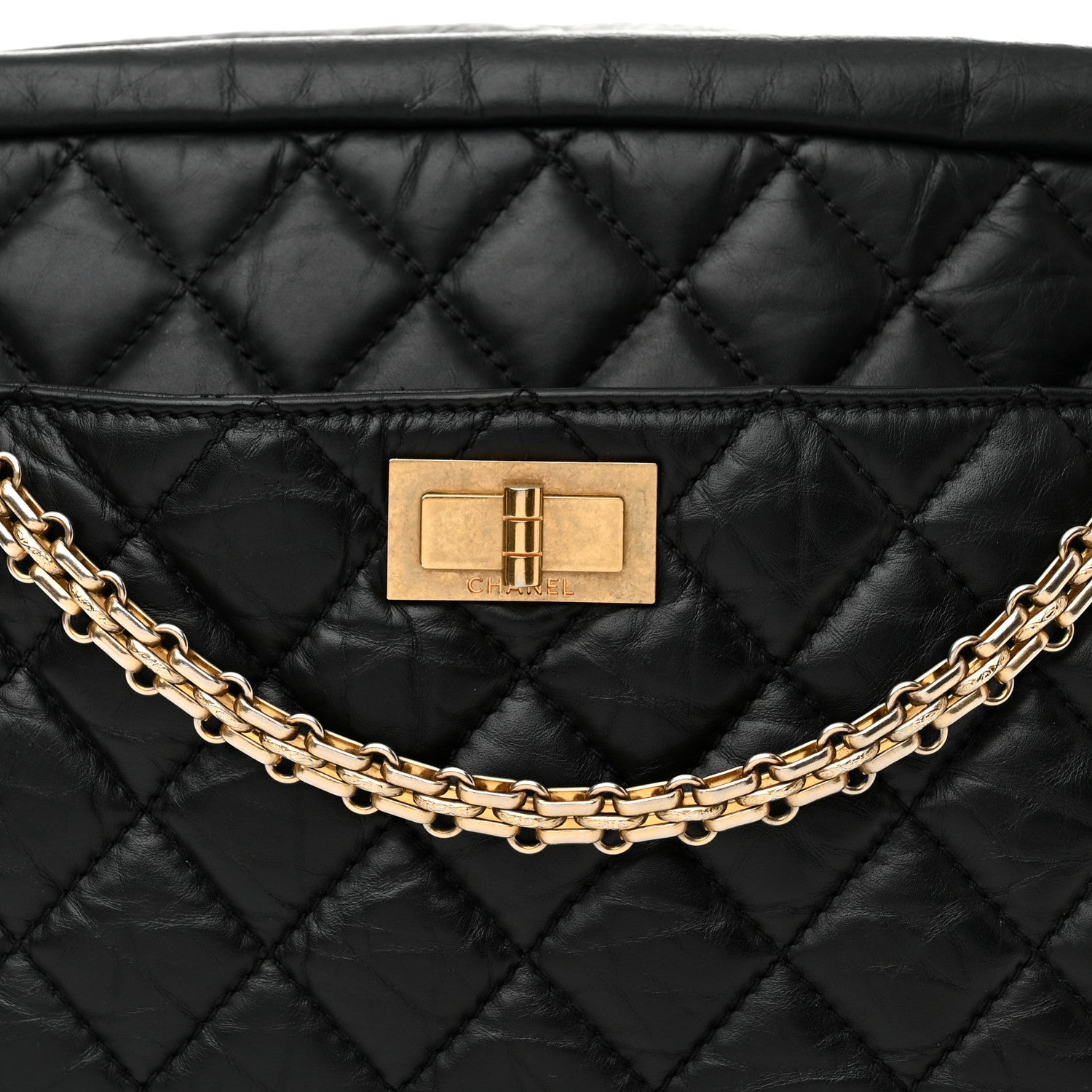 Chanel Aged Calfskin Quilted Medium Reissue Camera Case Black 9 of 12