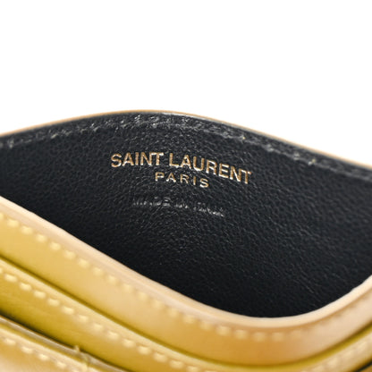 Saint Laurent Lambskin Quilted Cassandre Credit Card Case Olive Drab 6 of 7