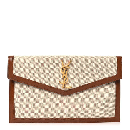 Saint Laurent Canvas Uptown Pouch Natural Beige Brick 1 of 7
