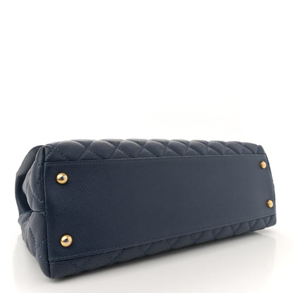 Chanel Caviar Lizard Quilted Medium Coco Handle Flap Navy 4 of 12