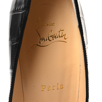 Christian Louboutin Calfskin Crocodile Embossed Pigalle Follies 100 Pumps 39 Black 7 of 8