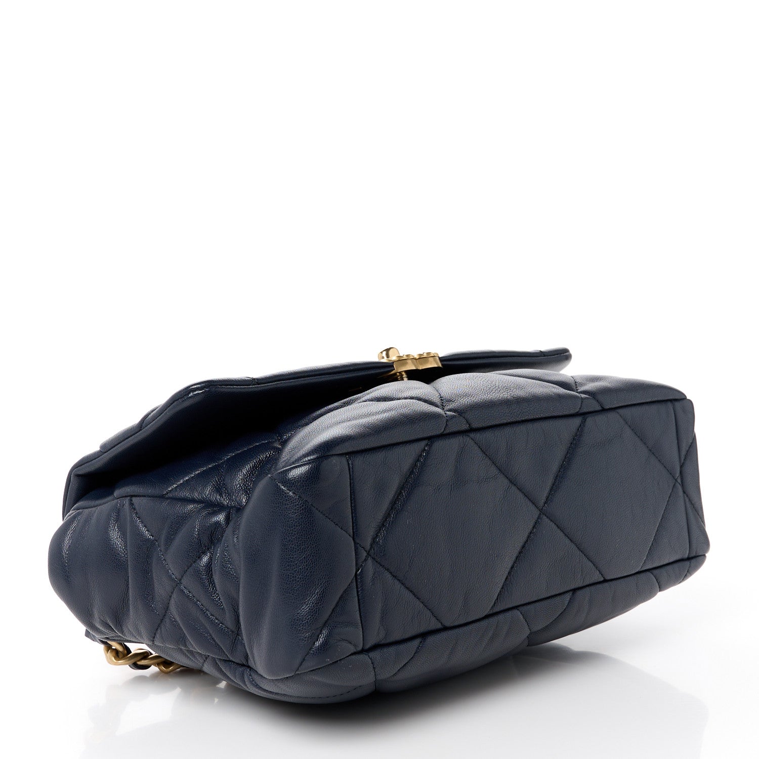 Chanel Goatskin Quilted Large Chanel 19 Flap Dark Blue 4 of 10