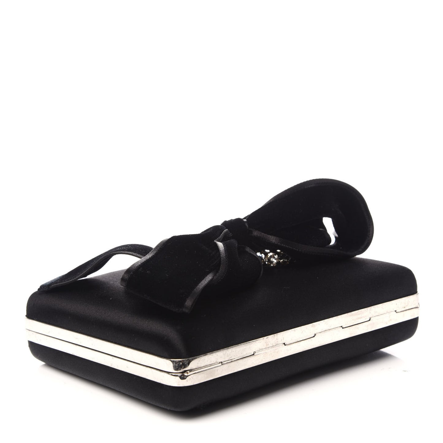 Satin Embellished Box Clutch Black