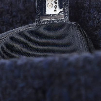 Chanel Tweed Quilted Large 19 Flap Navy Blue 7 of 11