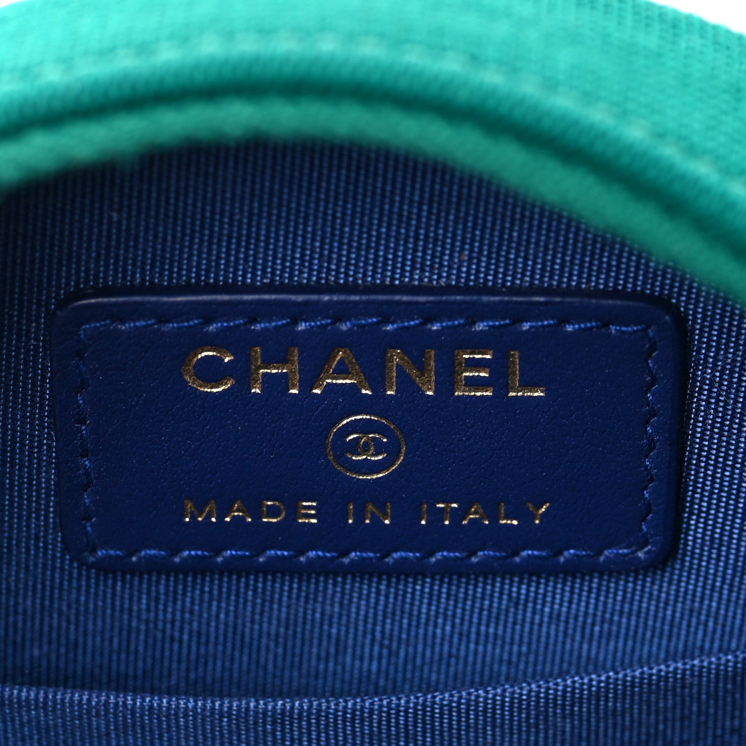 Chanel Jersey Quilted Round Filigree Crossbody Blue Green 5 of 7
