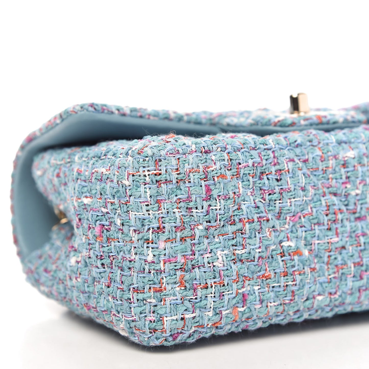 Tweed Quilted Mini Rectangular Flap Blue Multicolor