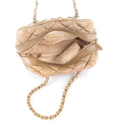 Chanel Lambskin Bubble Quilt Bowler Dark Beige 5 of 7