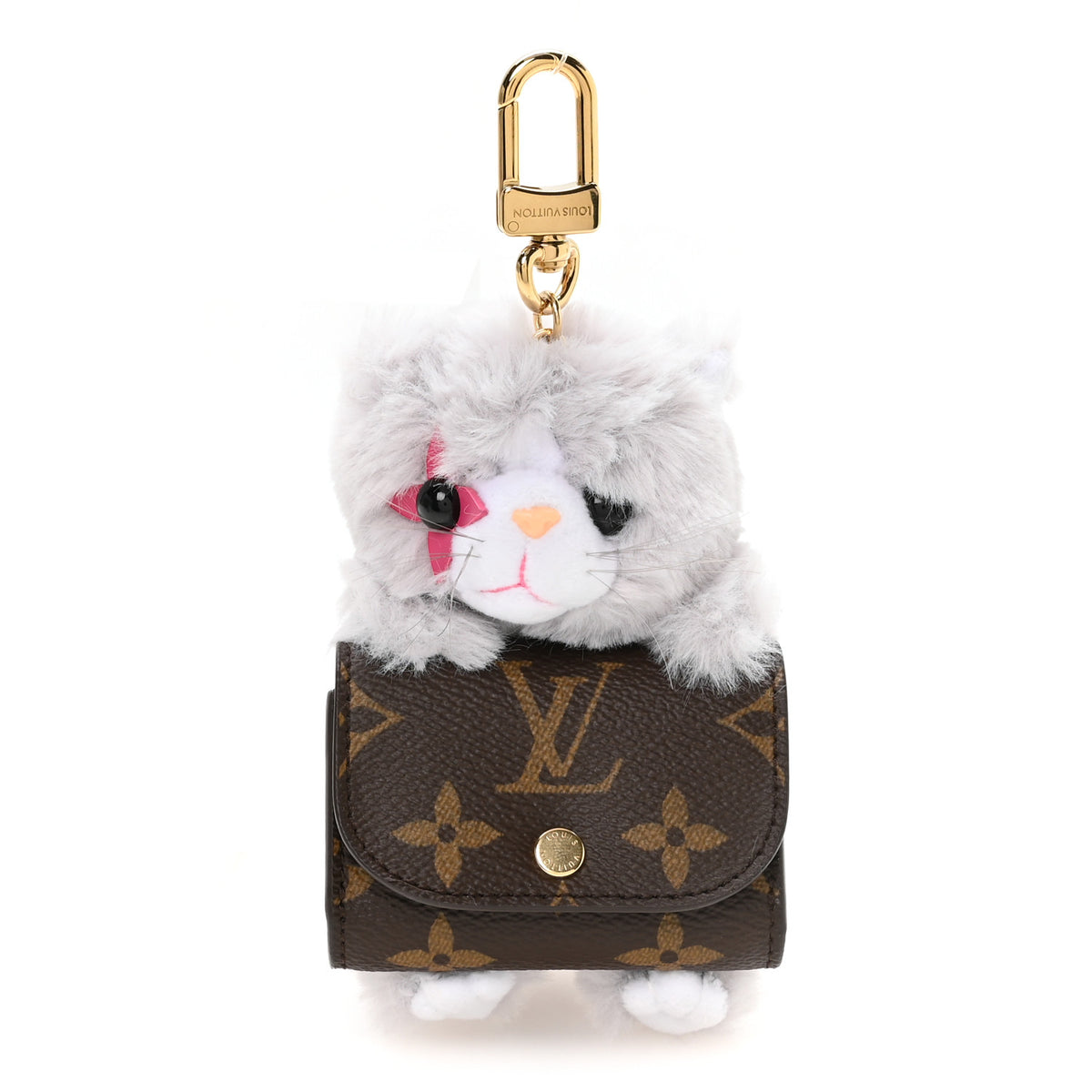 Monogram LV Cute Kitten Bag Charm Gray