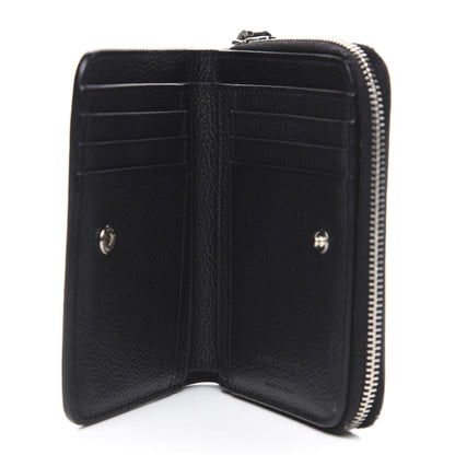 Saint Laurent Grained Calfskin Rive Gauche Compact Zip Around Wallet Black 5 of 7