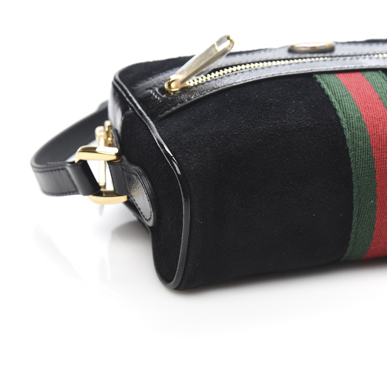 Gucci Suede Patent Web Mini Ophidia Shoulder Bag Black 8 of 10