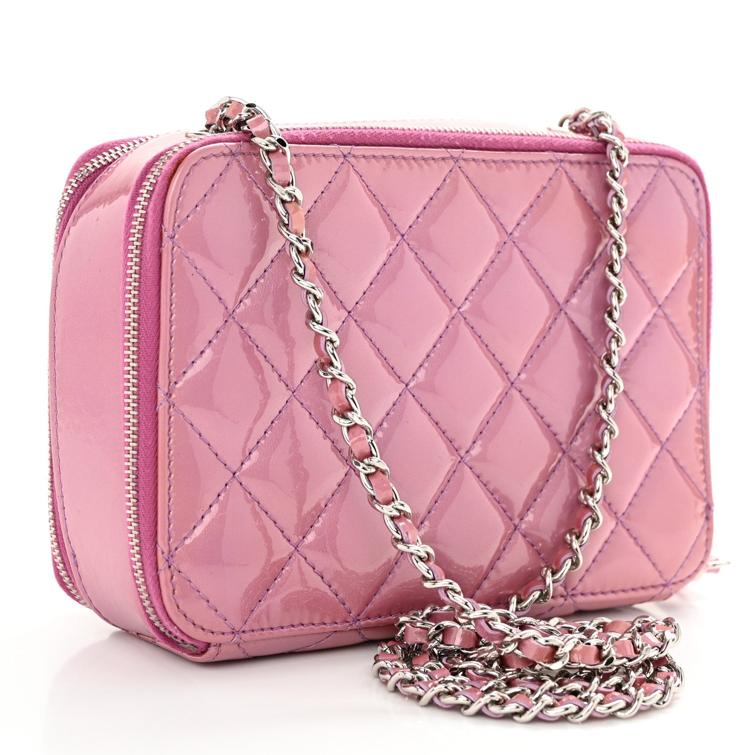 Chanel Patent Quilted Small Pocket Box Camera Case Purple 3 of 13