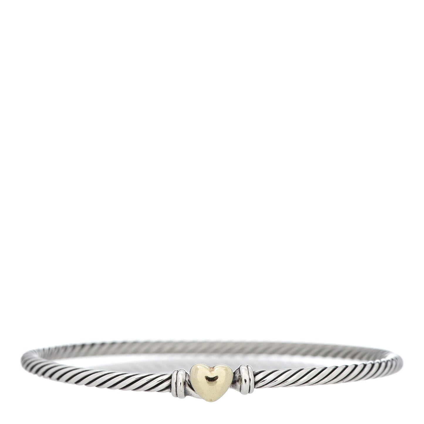 Sterling Silver 18K Yellow Gold 3mm Cable Collectibles Heart Bracelet