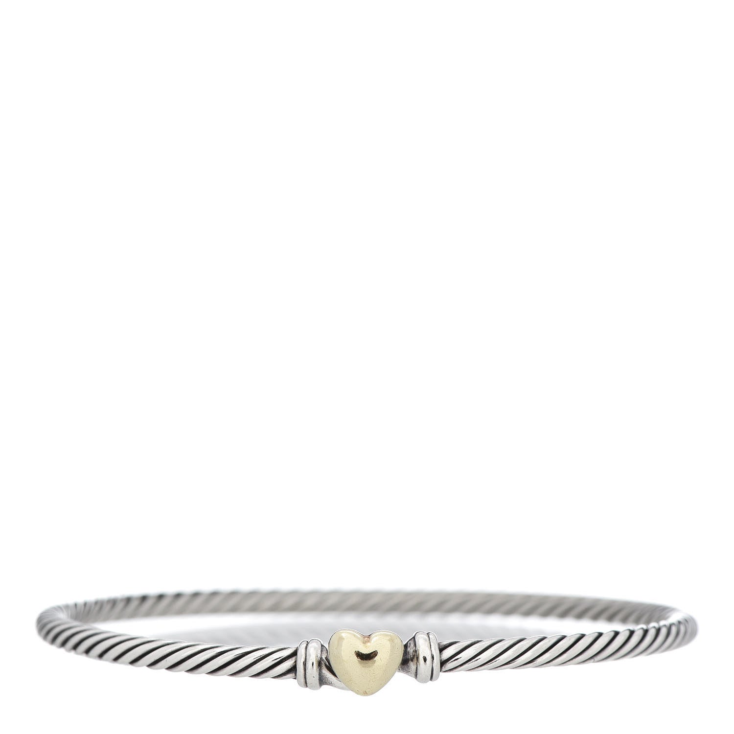 David Yurman Sterling Silver 18K Yellow Gold 3mm Cable Collectibles Heart Bracelet 1 of 4