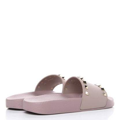 Valentino Garavani Rubber Rockstud Slide Sandals 37 Poudre 4 of 9
