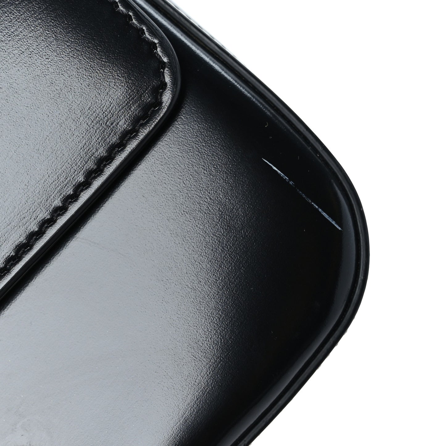 Shiny Calfskin Triomphe Chain Shoulder Bag Black