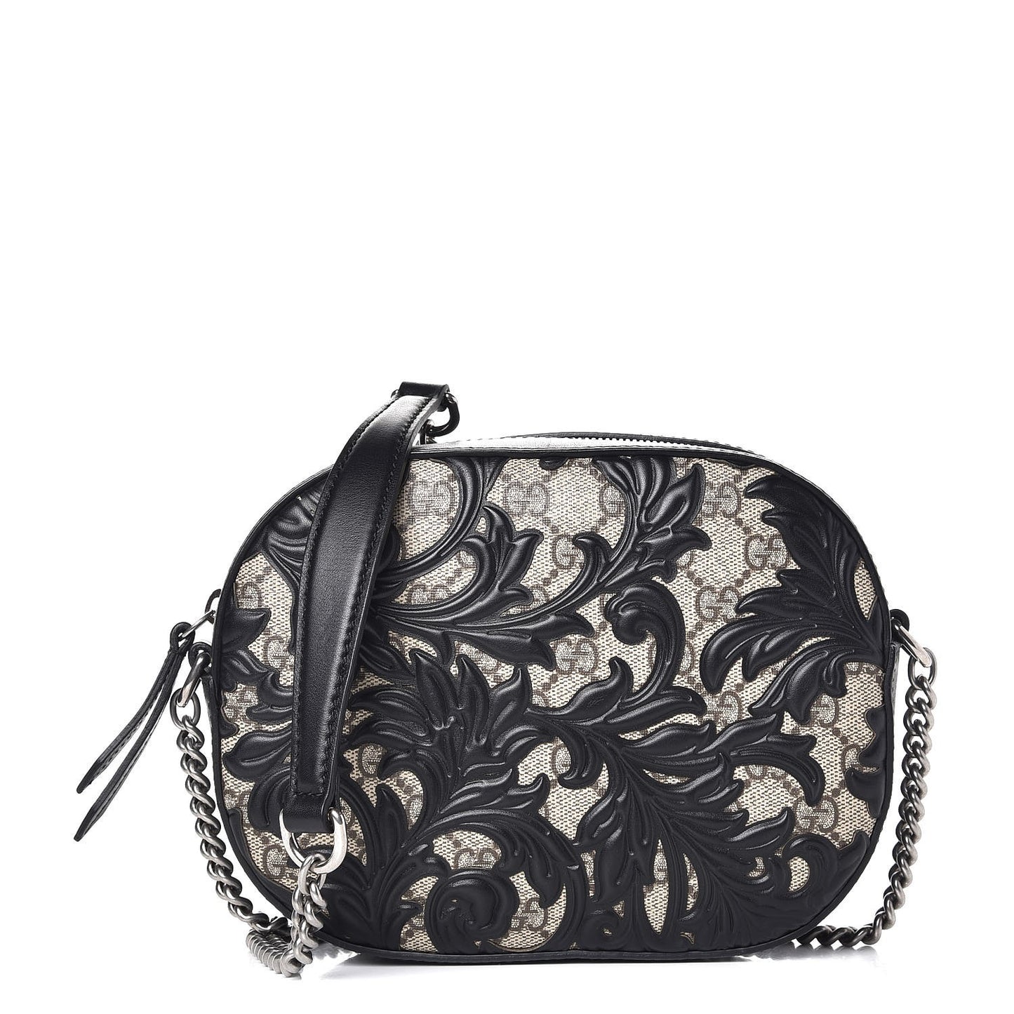 GG Supreme Monogram Arabesque Mini Chain Shoulder Bag Beige Black