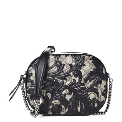 Gucci GG Supreme Monogram Arabesque Mini Chain Shoulder Bag Beige Black 1 of 7