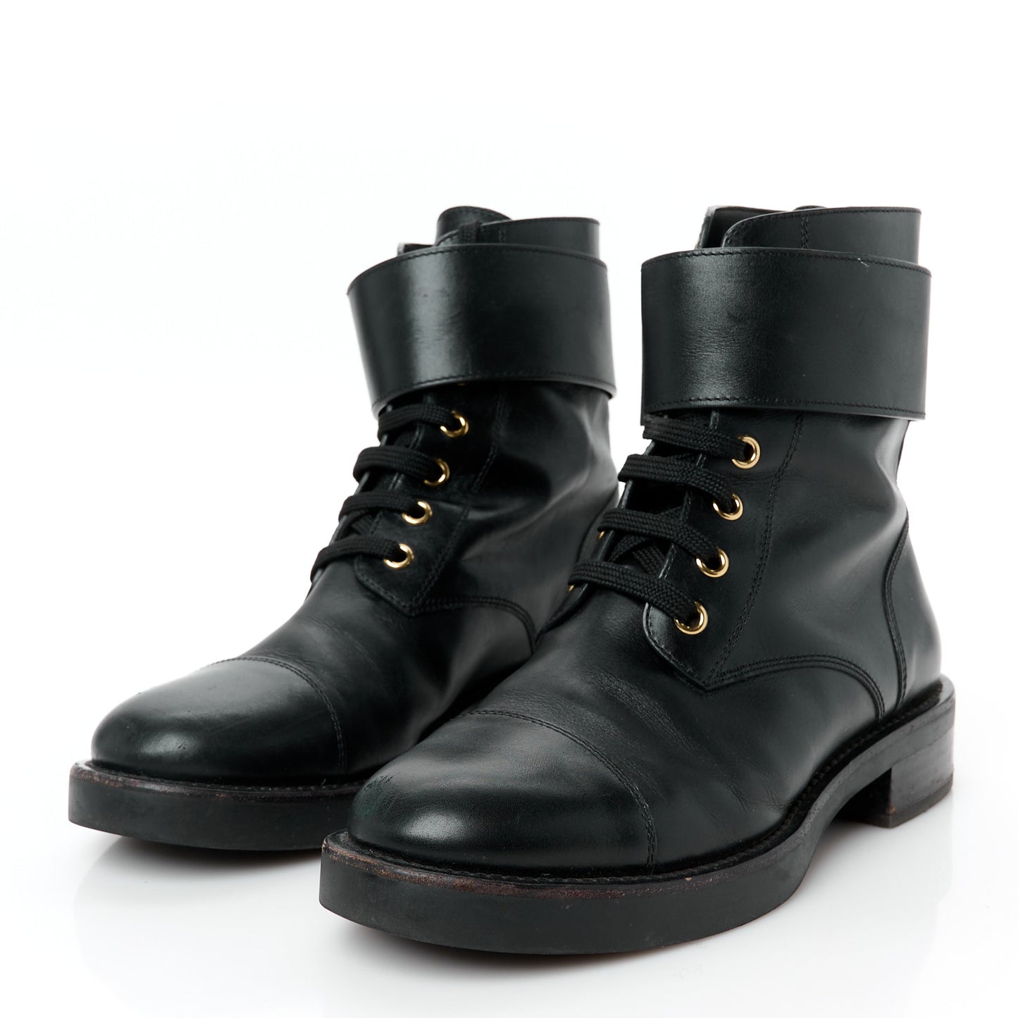 Calfskin Wonderland Flat Ranger Boots 37 Black