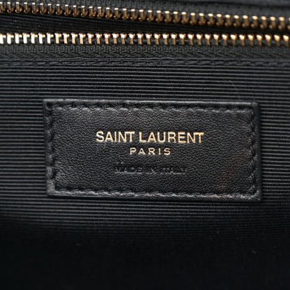 Saint Laurent Grain De Poudre Matelasse Chevron Large Monogram Satchel Black 6 of 12