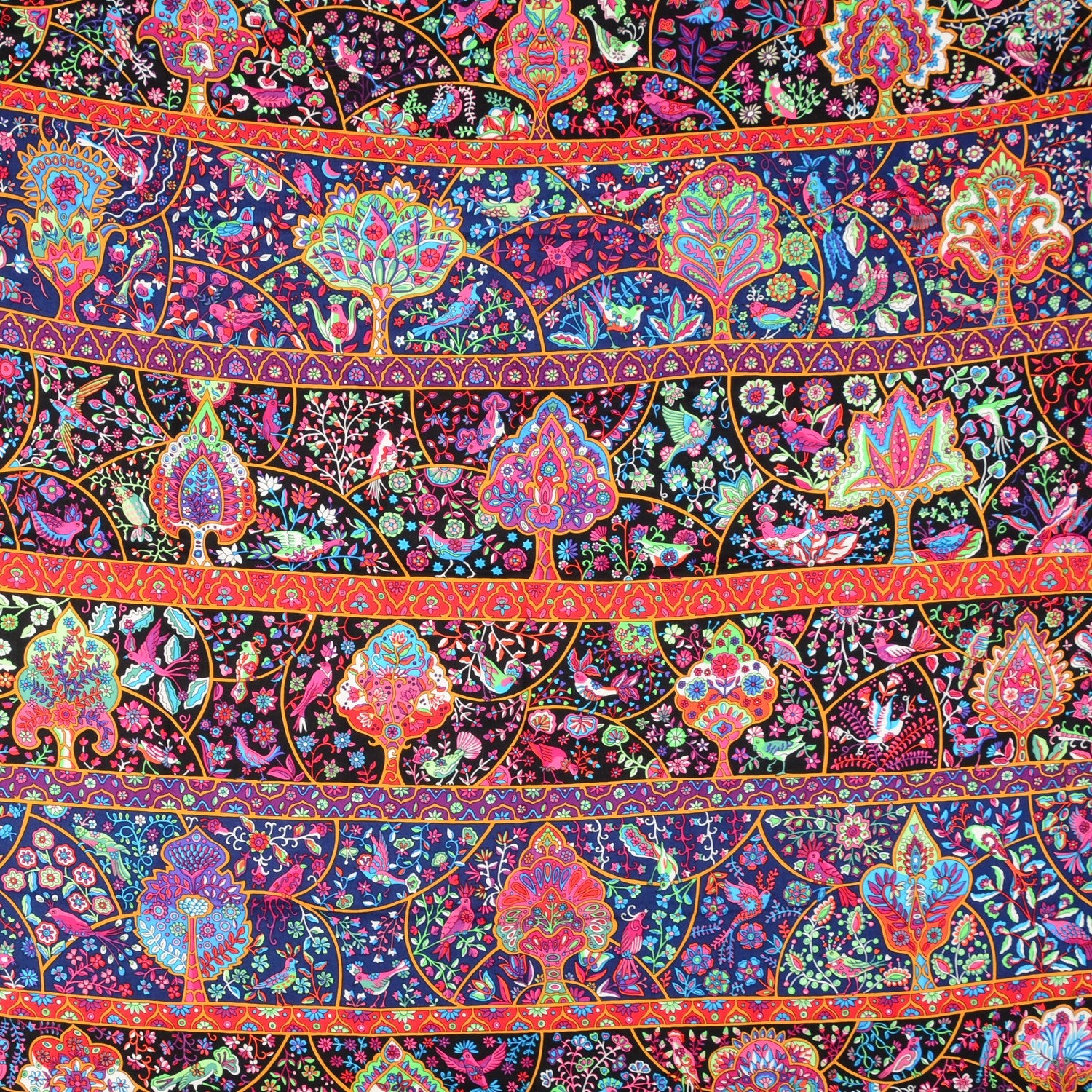 Hermes Cashmere Silk Au Pays De Oiseaux Fleurs Shawl 140 Noir Fuchsia Vert 1 of 6