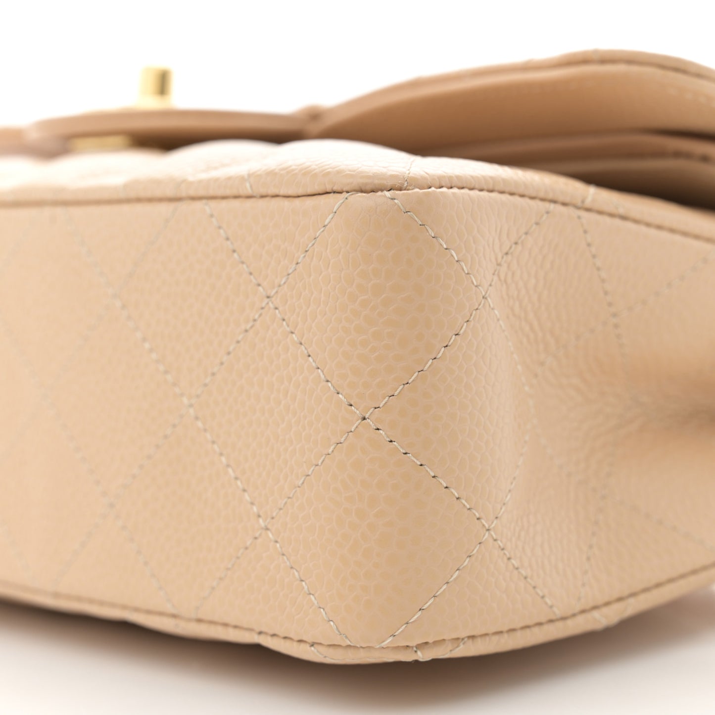 Caviar Quilted Small Double Flap Beige