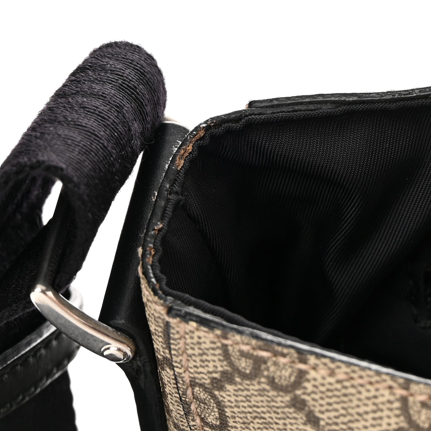 GG Supreme Monogram Web Flap Messenger Bag Black