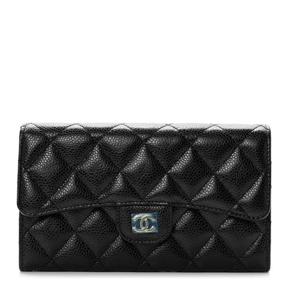 Chanel Caviar Quilted Long Flap Wallet Black 1 of 8
