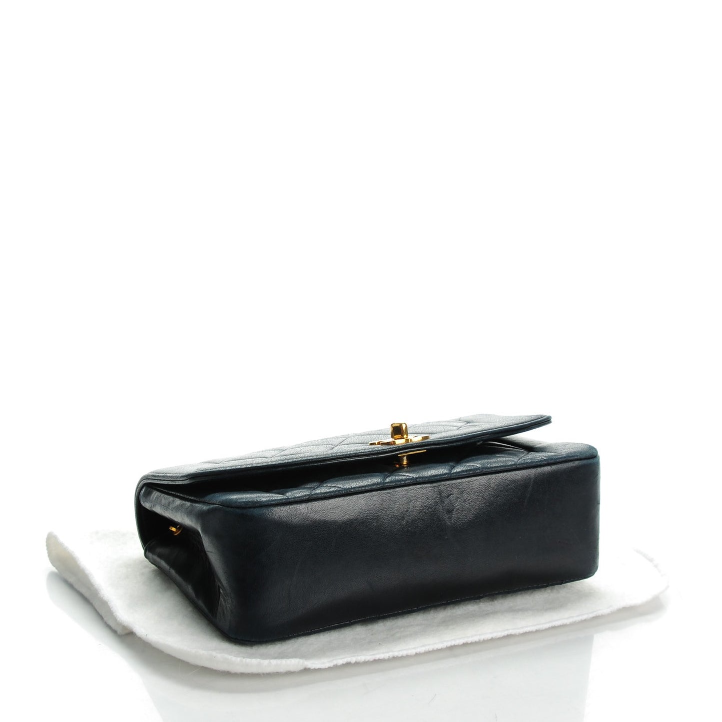 Lambskin Quilted Small Single Flap Navy