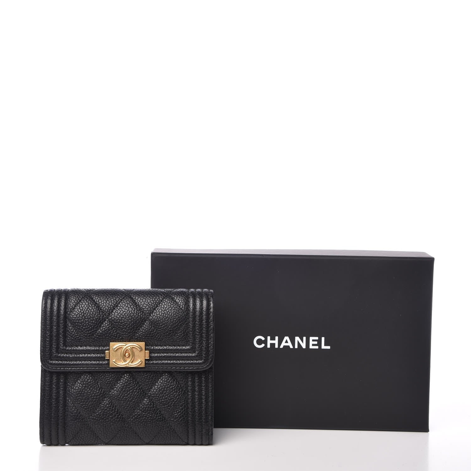Chanel Caviar Quilted Compact Boy Wallet Black 10 of 10