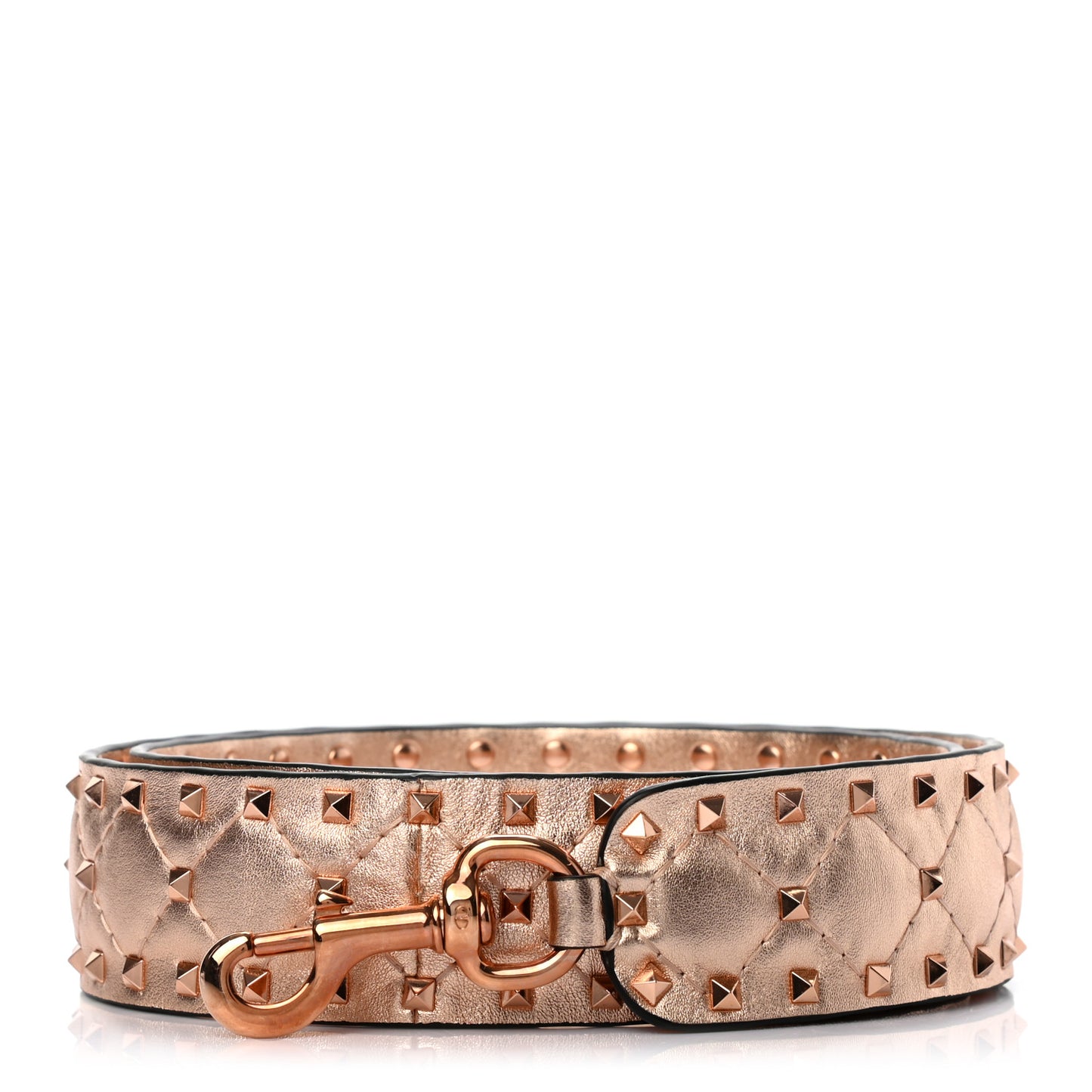 Metallic Lambskin Rockstud Spike Shoulder Strap Rame