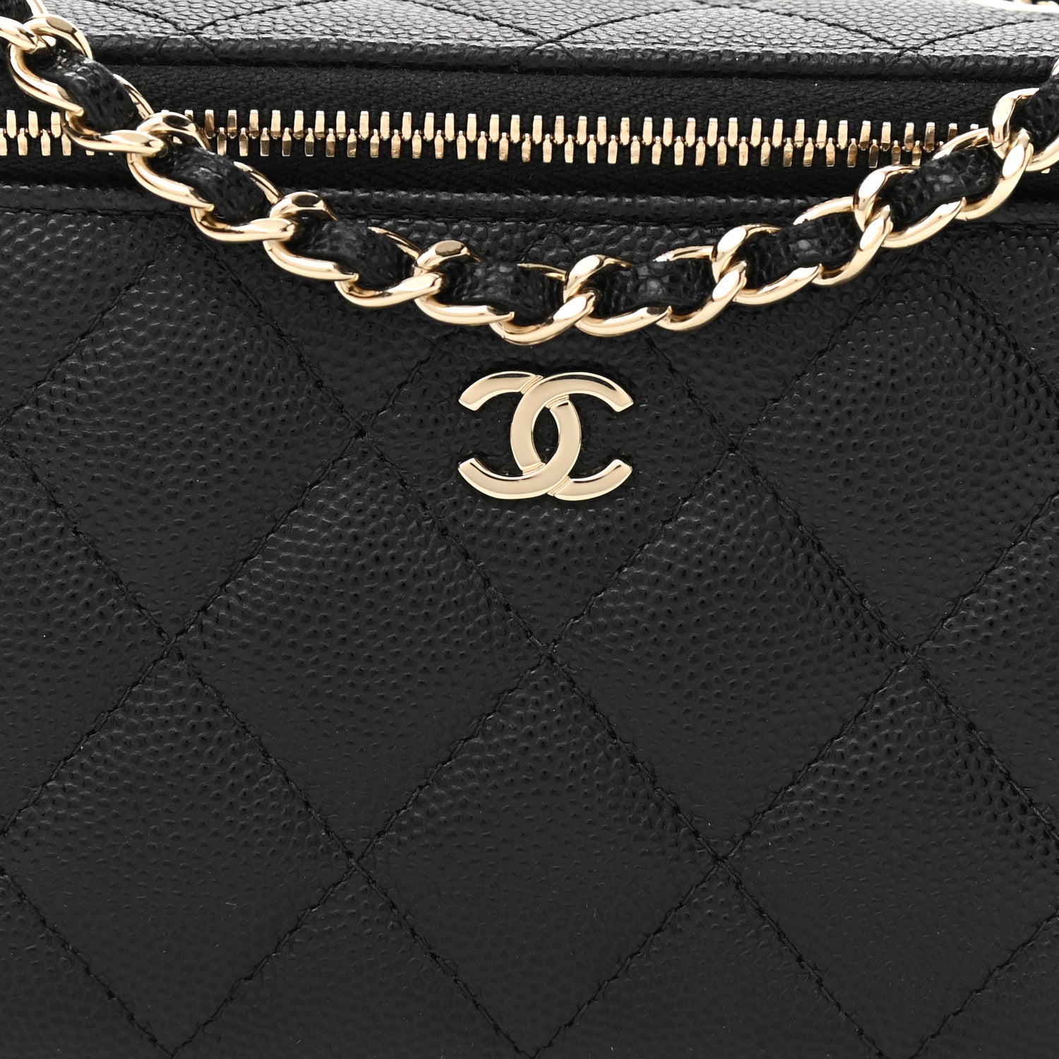 Chanel Caviar Quilted Small Vanity Case With Chain Black 8 of 11