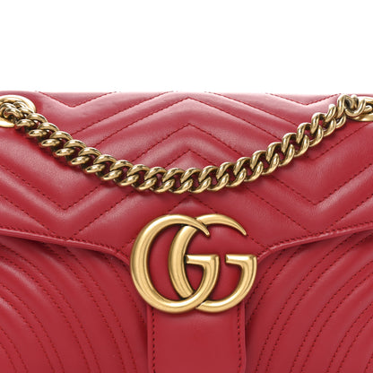 Gucci Calfskin Matelasse Small GG Marmont Shoulder Bag Hibiscus Red 8 of 10