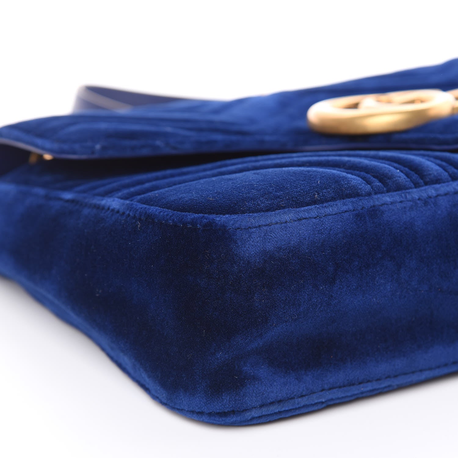 Gucci Velvet Matelasse Medium GG Marmont Shoulder Bag Cobalt Blue 8 of 9