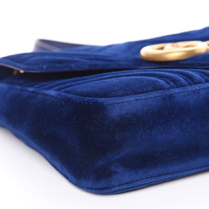 Gucci Velvet Matelasse Medium GG Marmont Shoulder Bag Cobalt Blue 8 of 9