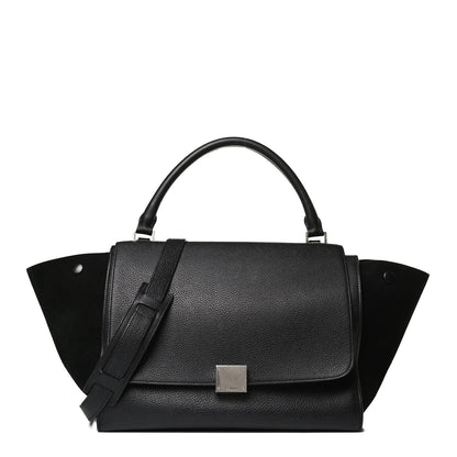 Celine Drummed Calfskin Suede Medium Trapeze Black 1 of 14