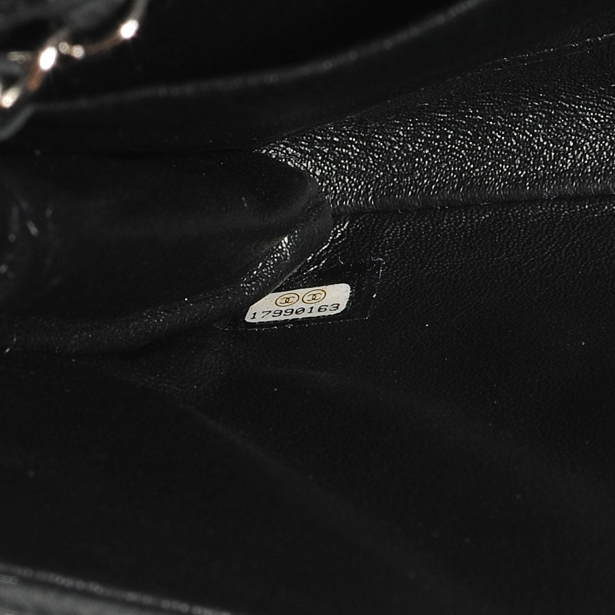 Iridescent Caviar Flap Clutch Bag Black