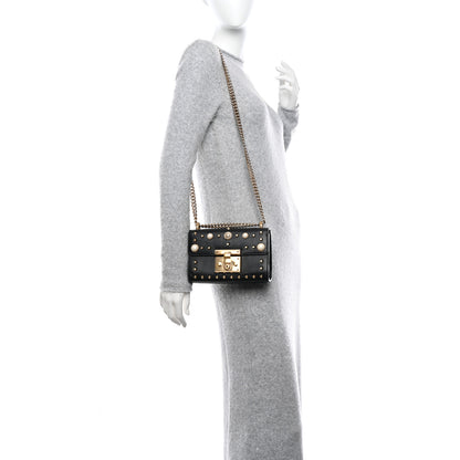 Gucci Calfskin Studded Small Padlock Shoulder Bag Black 2 of 11