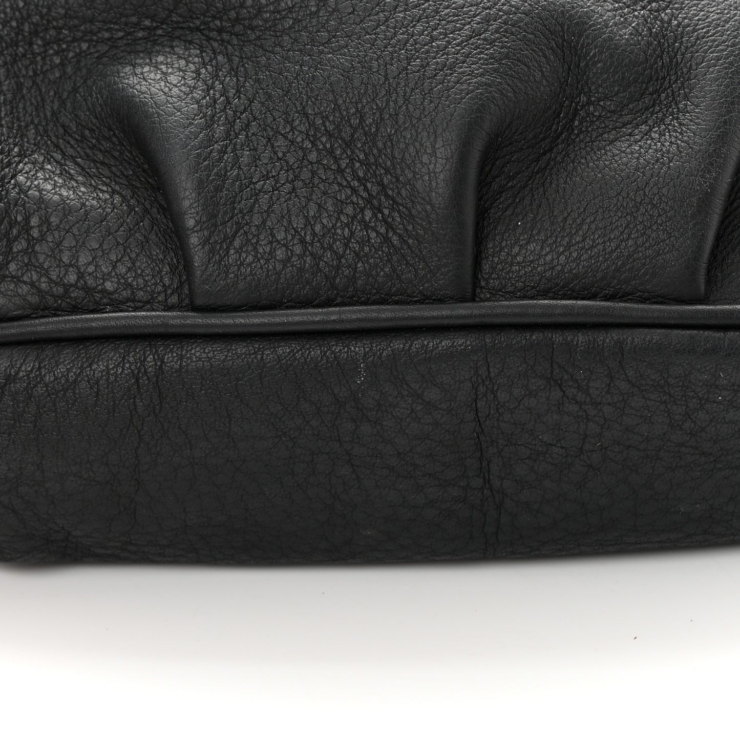 Vitello Flamingo Enamel Fendista Pouchette Crossbody Black